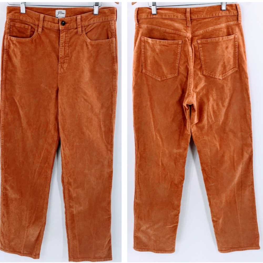 J Crew Women Corduroy Pant Brown High Rise Classic Straight Stretch Sz 29 x 27